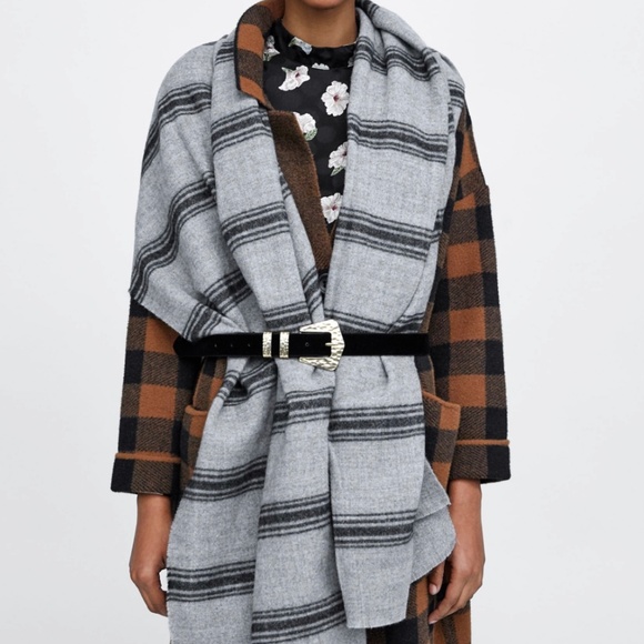 ZARA Women's Striped Scarves:Grey - Picture 5 of 6